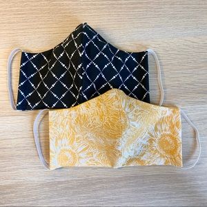 SET OF 2 Cotton Face Mask with Filter, Ear Strap